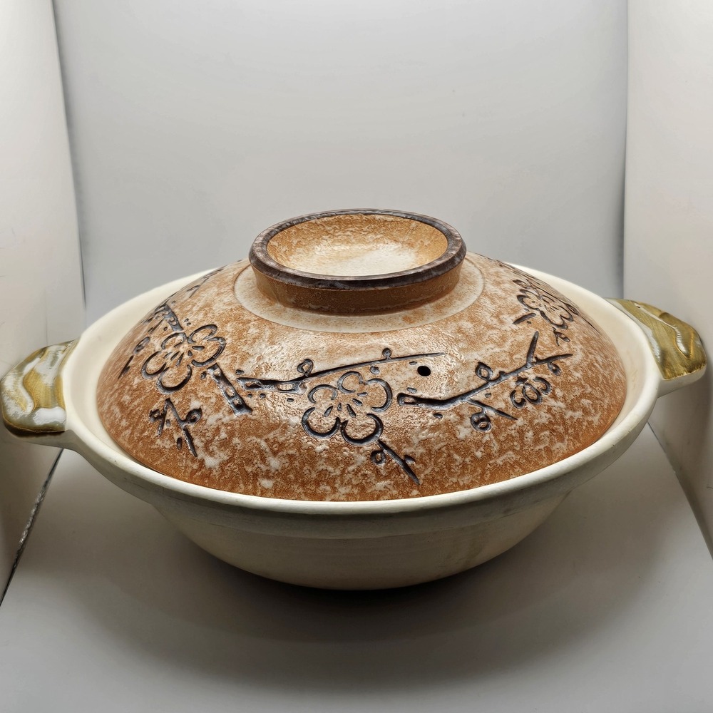 Vintage Japanese Donabe Clay Hotpot/Rice Cooker Ceramic Pot